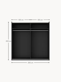 Modularer Schwebetürenschrank Leon, 200 cm Breite, mehrere Varianten, Korpus: Spanplatte, melaminbeschi, Schwarz, Basic Interior, B 200 x H 200 cm