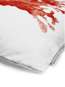 Kussenhoes Coral met koraalprint, 100% polyester, Wit, koraalkleurig, 45 x 45 cm