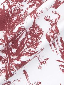 Kussenhoes Nordic met winters motief in rood/wit, 100% katoen, Wit, rood, 40 x 40 cm