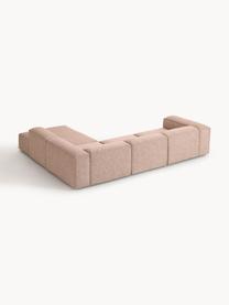 Sofa modułowa XL z mieszanki lnu Lennon, Tapicerka: 50% wiskoza, 25% len, 15%, Nogi: tworzywo sztuczne Ten pro, Rdzwoczerwona mieszanka lnu, S 329 x G 269 cm, lewostronna