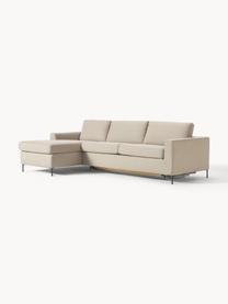 Schlafsofa Cucita (3-Sitzer) mit Matratze, Bezug: Webstoff (100% Polyester), Gestell: Massives Kiefernholz, Webstoff Beige, B 274 x T 164 cm, Eckteil links