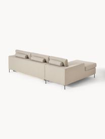 Schlafsofa Cucita (3-Sitzer) mit Matratze, Bezug: Webstoff (100% Polyester), Gestell: Massives Kiefernholz, Webstoff Beige, B 274 x T 164 cm, Eckteil links