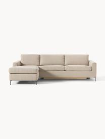 Schlafsofa Cucita (3-Sitzer) mit Matratze, Bezug: Webstoff (100% Polyester), Gestell: Massives Kiefernholz, Füße: Metall, lackiert Dieses P, Webstoff Beige, B 274 x T 164 cm, Eckteil links