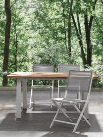 Table de jardin avec pieds en métal Oslo, Bois d'acacia, blanc, larg. 160 x prof. 90 cm