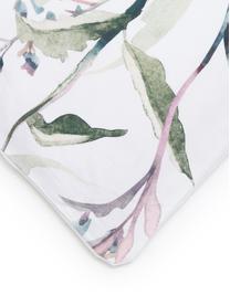 Funda nórdica de satén doble cara Casandra, Blanco, amarillo, tonos verdes, rosas y azules, Cama 150/160 cm (240 x 220 cm)
