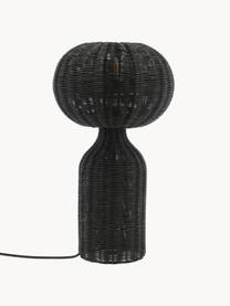 Grosse Tischlampe Werna aus Rattan, Schwarz, Ø 30 x H 54 cm