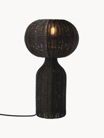 Grosse Tischlampe Werna aus Rattan, Schwarz, Ø 30 x H 54 cm