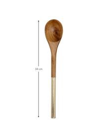 Set 2 posate da insalata in legno di acacia con manico dorato Oasis, Posate: legno di acacia, Ottonato, legno scuro, Lung. 37 cm