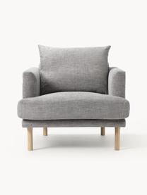 Sillón Adrian, Tapizado: 47% viscosa, 23% algodón,, Estructura: madera contrachapada, Patas: madera de roble barnizada, Tejido gris, An 90 x F 95 cm