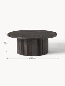 Ronde houten salontafel Nele, Tafelblad: MDF met essenhoutfineer, Voet: massief essenhout, FSC-ge, Hout, donkerbruin gelakt, Ø 85 x H 33 cm