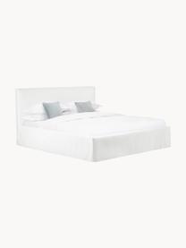 Gestoffeerd bed Feather met opbergruimte, Bekleding: polyester (gestructureerd, Frame: massief grenenhout en pla, Geweven stof wit, B 160 x L 200 cm