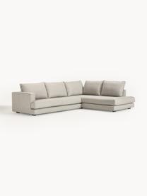 Sofa narożna Tribeca, Tapicerka: 100% poliester Dzięki tka, Stelaż: lite drewno sosnowe, Nogi: lite drewno bukowe, lakie, Jasnoszara tkanina, S 315 x G 228 cm, lewostronna