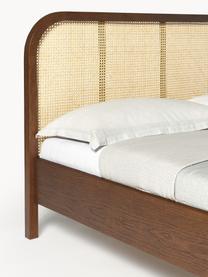 Lit en bois avec tête de lit en cannage Jones, Bois de chêne, larg. 140 x long. 200 cm