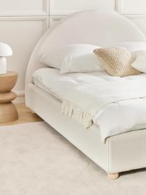 Gestoffeerd bed Ebba met opbergruimte, Bekleding: 100% polyester Met 30.000, Poten: massief gelakt berkenhout, Geweven stof lichtbeige, B 160 x L 200 cm