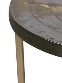 Mesa auxiliar redonda Vidrio, con tablero de cristal, Tablero: vidrio estampado en efect, Estructura: metal recubierto, Dorado, transparente, Ø 40 x Al 45 cm