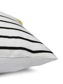 Housse de coussin à jeu de rayures Magdalena, Blanc, jaune, noir