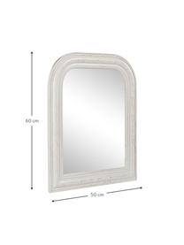 Specchio da parete con legno di paulownia bianco Mirco, Cornice: legno di paulownia, Superficie dello specchio: lastra di vetro, Bianco, Larg. 50 x Alt. 60 cm