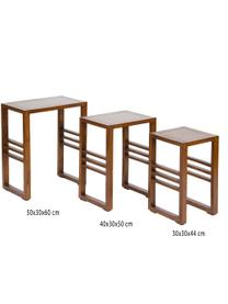 Komplet stolików pomocniczych z drewna Nest, 3 elem., Drewno mindi, Brązowy, Komplet z różnymi rozmiarami