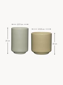 Set di 2 contenitori multifunzionali fatti a mano Deux Pots, Polvere di pietra, Verde chiaro, beige, Set in varie misure