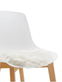 Okrągła nakładka na krzesło ze sztucznego futra Mathilde, proste włosie, Kremowobiały, Ø 37 cm