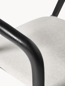 Holz-Armlehnstuhl Angelina mit Sitzpolster, Bezug: Polyester Der hochwertige, Gestell: Eschenholz, lackiert, Spe, Webstoff Cremeweiß, Schwarz, B 57 x H 80 cm