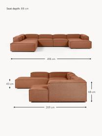 Sofa modułowa Lennon, Tapicerka: 100% poliester Dzięki tka, Stelaż: lite drewno, sklejka, Nogi: tworzywo sztuczne, Nugatowa tkanina, S 418 x G 269 cm,  lewostronna