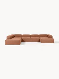 Sofa modułowa Lennon, Tapicerka: 100% poliester Dzięki tka, Stelaż: lite drewno, sklejka, Nogi: tworzywo sztuczne, Nugatowa tkanina, S 418 x G 269 cm,  lewostronna