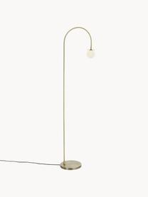 Lampada grande da terra Milo, Paralume: vetro opale, Struttura: metallo rivestito, Dorato, Alt. 180 cm