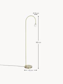 Große Stehlampe Milo, Lampenschirm: Opalglas, Goldfarben, H 180 cm