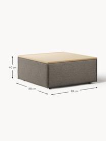 Sofa-Hocker Lennon aus Bouclé mit Stauraum, Bezug: Bouclé (80 % Polyester, 2, Tablett: Eichenholz, Spannplatte m, Gestell: Spanplatte, mitteldichte , Bouclé Greige, helles Eichenholz, B 88 x T 88 cm