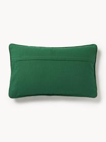 Housse de coussin 30x50 en velours brodée Holly Jolly, Velours (100 % coton), Vert foncé, larg. 30 x long. 50 cm