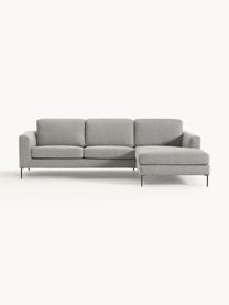 Sofa narożna Cucita (3-osobowa), Tapicerka: tkanina (100% poliester) , Stelaż: lite drewno sosnowe, Nogi: metal lakierowany Ten pro, Szara tkanina, S 262 x G 163 cm, lewostronna