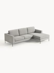 Sofa narożna Cucita (3-osobowa), Tapicerka: tkanina (100% poliester) , Stelaż: lite drewno sosnowe, Nogi: metal lakierowany Ten pro, Szara tkanina, S 262 x G 163 cm, lewostronna