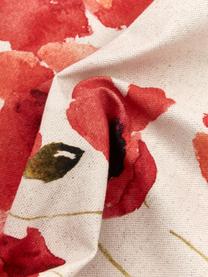 Tafelloper Popy met klaprozen, 85% katoen, 15% linnen, Beige, rood, zwart, patroon, B 40 x L 145 cm