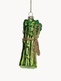 Ciondolo albero di Natale Asparagus, Vetro, Tonalità verdi, Ø 4 x Alt. 12 cm