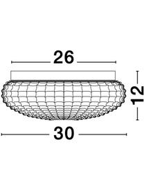 Kleine Deckenleuchte Clam aus Glas, Lampenschirm: Glas, Baldachin: Stahl, beschichtet, Chrom, Weiss, Ø 30 x H 12 cm