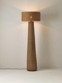 Handgefertigte Design-Stehlampe Paolo aus Rattan, Lampenschirm: Rattan, Gestell: Metall, Hellbraun, H 150 cm