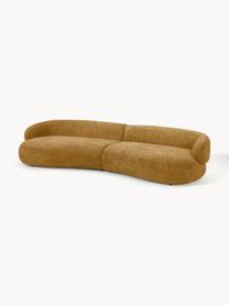 Sofa Alba (4-Sitzer) aus Teddy-Bouclé, Bezug: 100 % Polyester Der strap, Gestell: Massives Fichtenholz, Kie, Füße: Kunststoff Dieses Produkt, Teddy-Bouclé Ocker, B 326 x T 112 cm