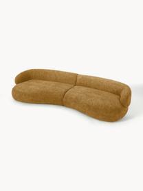 Sofa Alba (4-Sitzer) aus Teddy-Bouclé, Bezug: 100 % Polyester Der strap, Gestell: Massives Fichtenholz, Kie, Füße: Kunststoff Dieses Produkt, Teddy-Bouclé Ocker, B 326 x T 112 cm