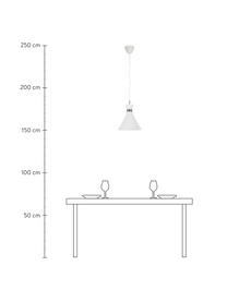 Lámpara de techo pequeña de vidrio Trumpet, Pantalla: vidrio, Anclaje: plástico, Cable: cubierto en tela, Blanco, cromo, Ø 26 x Al 35 cm