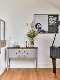 Grijs dressoir Amy in landelijke stijl, Frame: gelakt olmenhout, Lichtgrijs, B 116 x H 86 cm