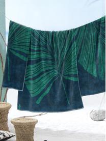 Telo mare con motivo tropicale Foil, Blu, verde, Larg. 100 x Lung. 180 cm