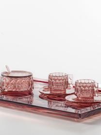 Koffiekopjes met schoteltjes Jellies met structuurpatroon, 4 stuks, Kunststof, Roze, Ø 6 x H 7 cm, 90 ml