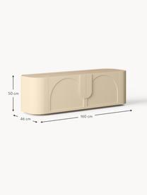 Lowboard Jodie, Gestell: Massives Eschenholz Diese, Hellbeige, Eschenholz, B 160 x H 50 cm