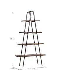 Regal Delaia im Industrial Design, Holz, Metall, Dunkelbraun, Schwarz, 100 x 185 cm