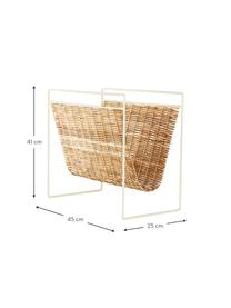 Portariviste Drake, Ripiano: rattan, Struttura: metallo rivestito, Beige, bianco, Larg. 45 x Alt. 41 cm