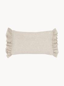 Housse de coussin rectangulaire avec volants Colette, 60 % polyester, 25 % coton, 15 % lin, Beige, larg. 30 x long. 50 cm