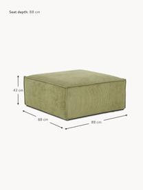 Sofa-Hocker Lennon aus Cord, Bezug: Cord (92 % Polyester, 8 %, Gestell: Massives Kiefernholz, Spe, Cord Olivgrün, B 88 x T 88 cm