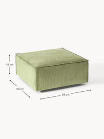 Reposapiés puf de pana Lennon, Tapizado: pana (92% poliéster, 8% p, Estructura: madera de pino maciza con, Patas: plástico Las patas están , Pana verde oliva, An 88 x F 88 cm