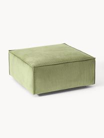 Pouf en velours côtelé Lennon, Velours côtelé vert olive, larg. 88 x prof. 88 cm